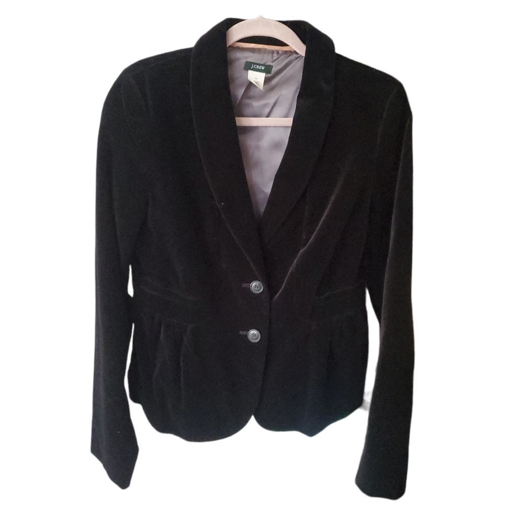 J.Crew Black Velvet 2-button blazer 10P